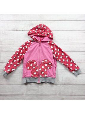 Hanna Andersson Disney Collection Pink Polka Dot Minnie Mouse Zip Hoodie S 6-7